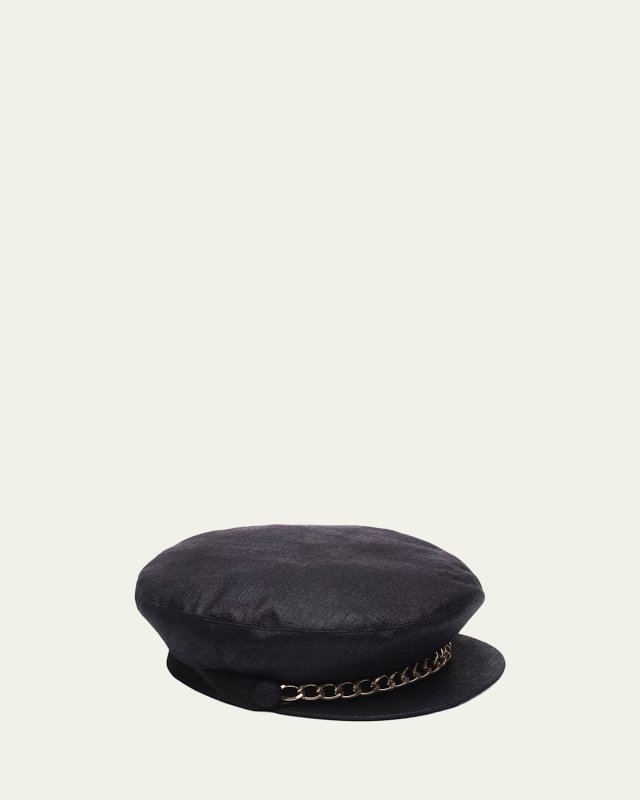 Marina Linen Marine Cap w/ Curb Chain Trim